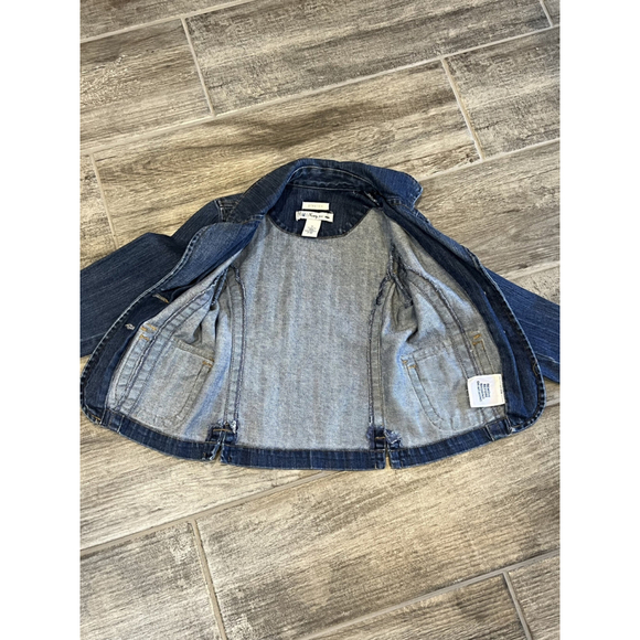 Old Navy Denim Jacket Girls Blazer Style Button Front Pockets Stretch Girl's XS - Picture 4 of 5